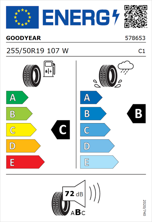 Tyre Label for Goodyear Eagle F1 Asymmetric SUV 255/50R19 107W